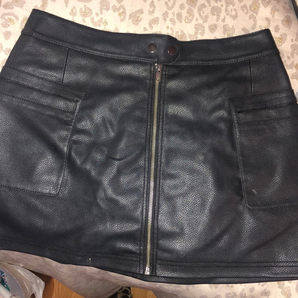 Free People black fake leather skirt!